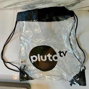 Pluto TV clear draw string bag